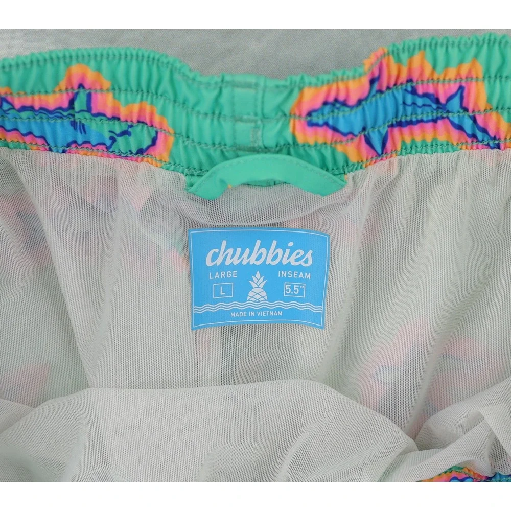 Chubbies The Apex Swimmers Trunks Mens Large Green Hammerhead Shark Print 5.5